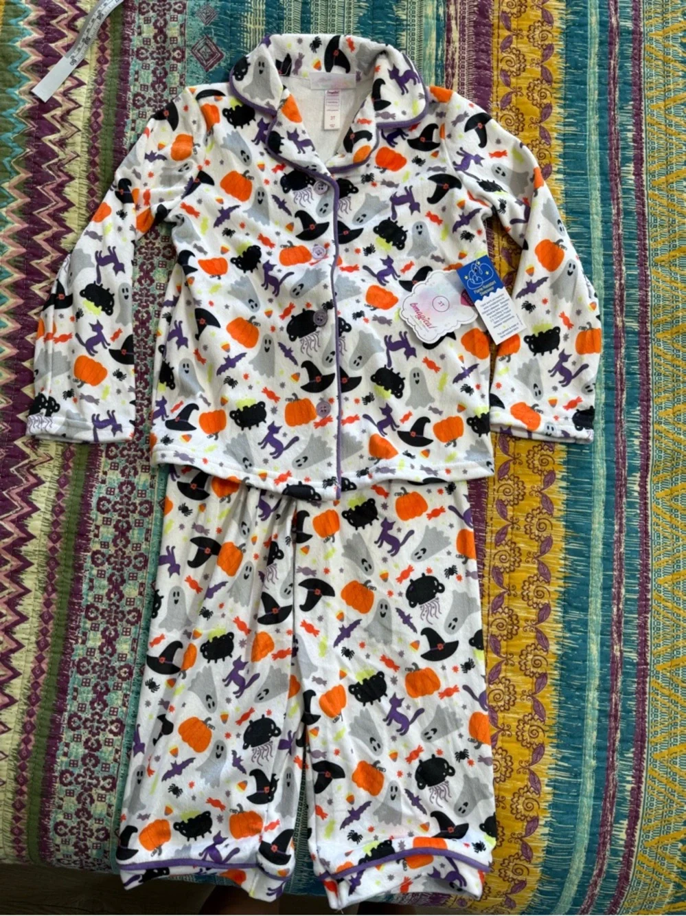 New with Tags 3T Magic Halloween Pajama Set with Witch Hats and Pumpkins